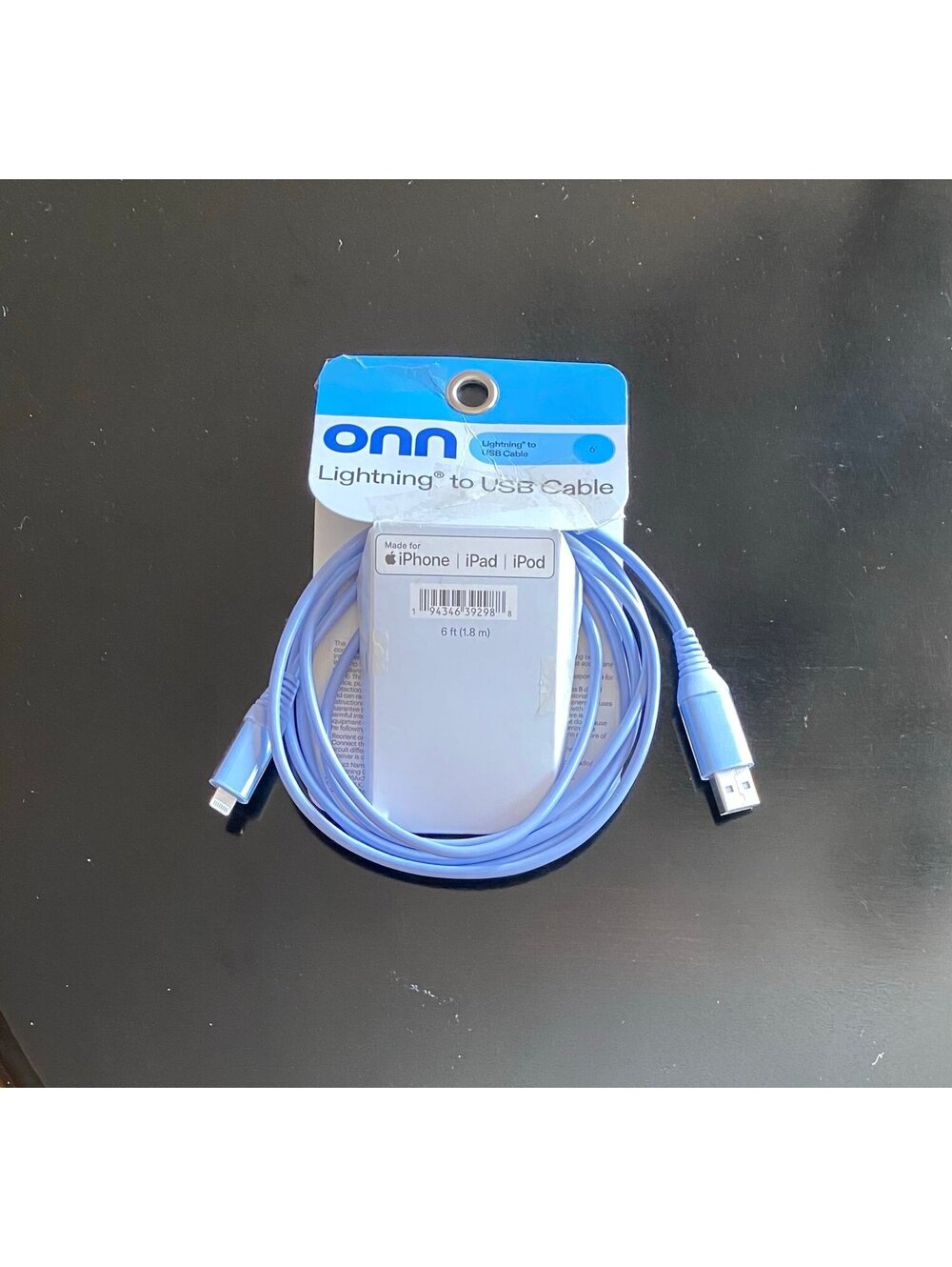 Onn 6ft Lightning to USB Charging Cable Blue